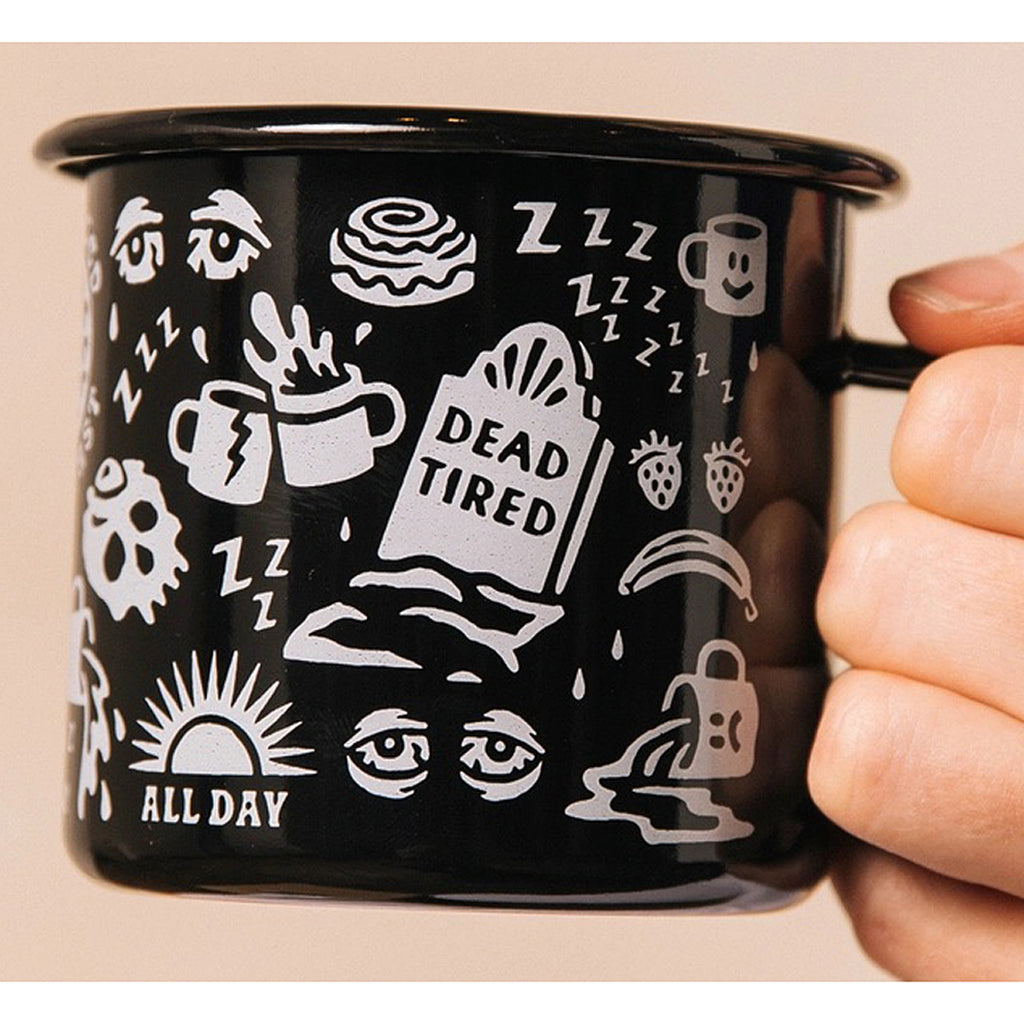 Dead Tired Enamel Mug by Pyknic
