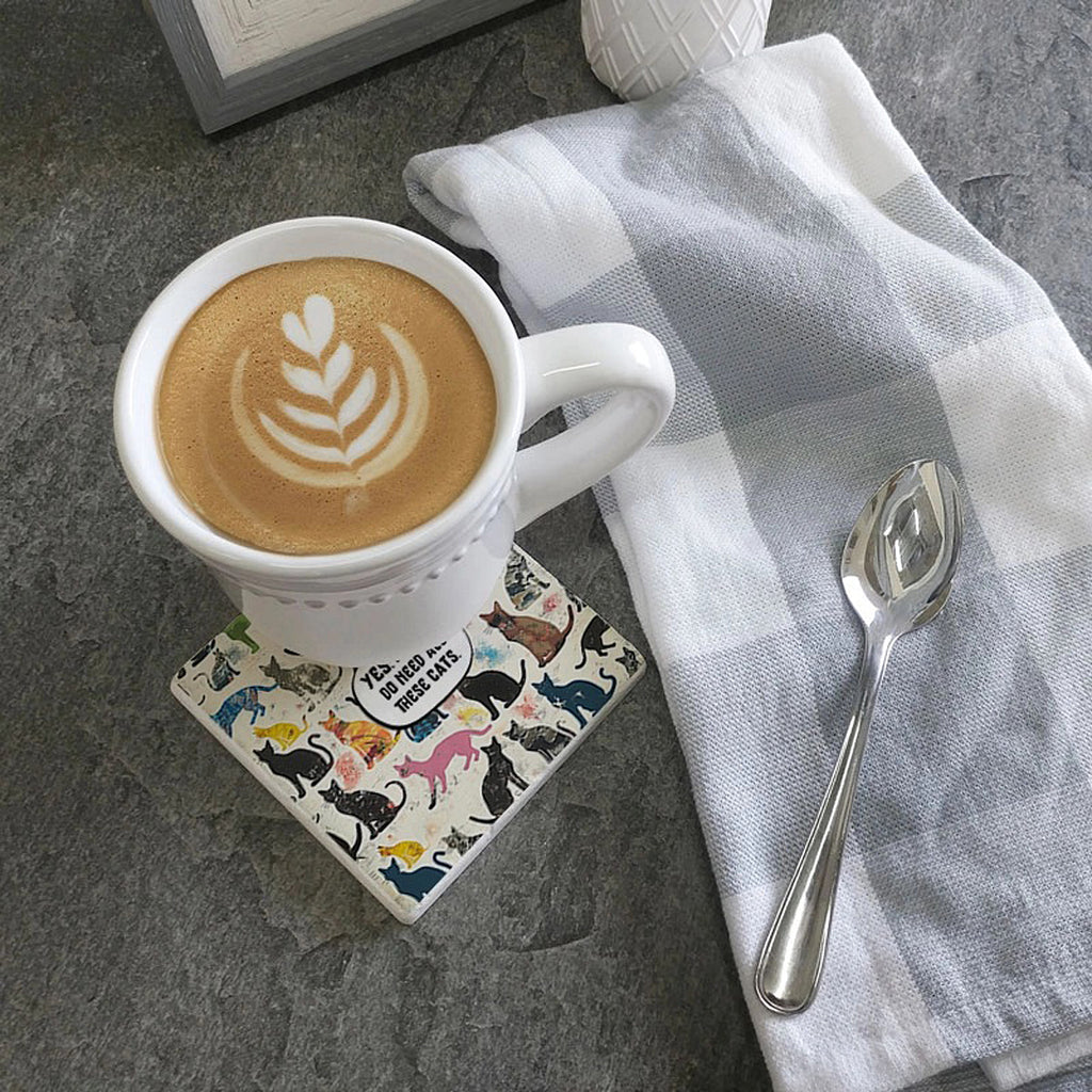 All These Cats - Limestone Coaster by Tipsy