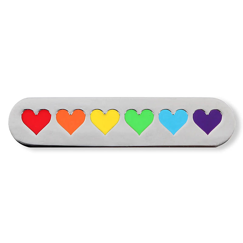 LGBTQ small hearts rainbow enamel pin - EE