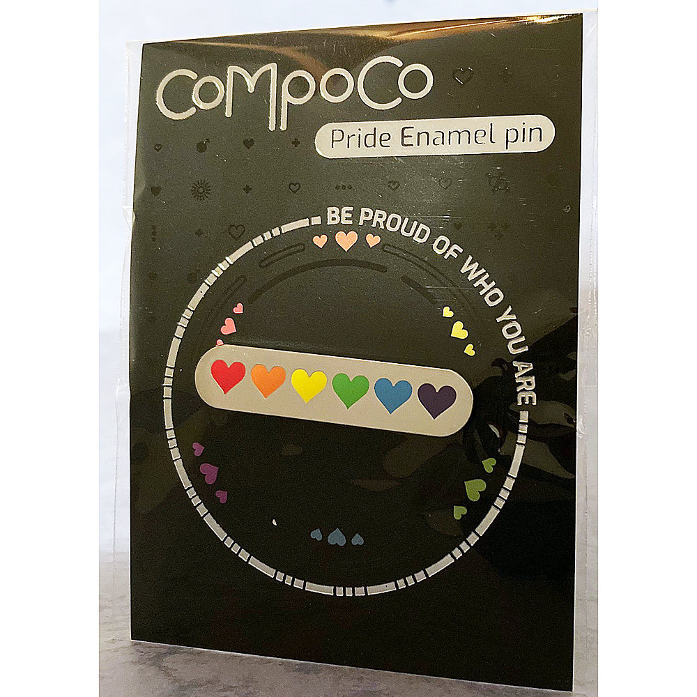 LGBTQ small hearts rainbow enamel pin - EE