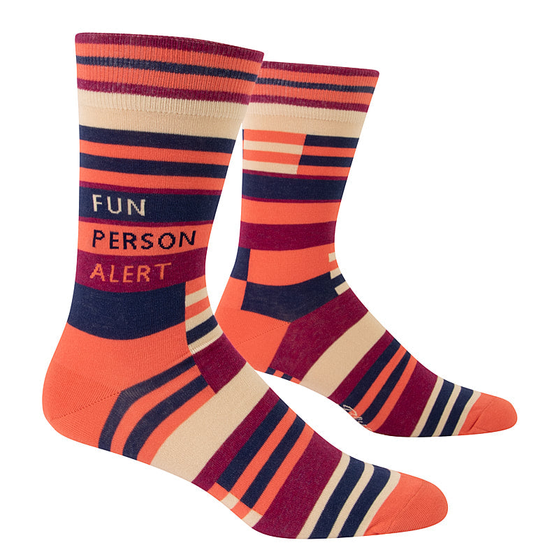 Blue Q Fun Person Alert - Combed Cotton MEN's Crew Socks