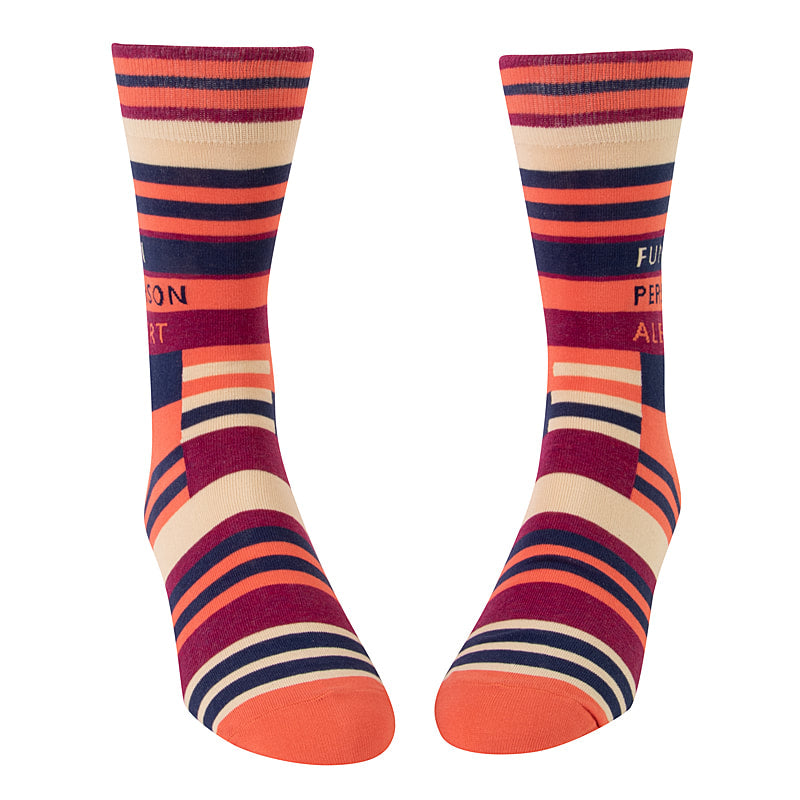Blue Q Fun Person Alert - Combed Cotton MEN's Crew Socks