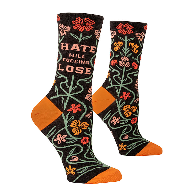 Blue Q Hate Will Fucking Lose - Women's Crew Socks