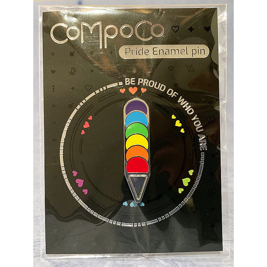 LGBTQ ice cream cone rainbow enamel pin - EE