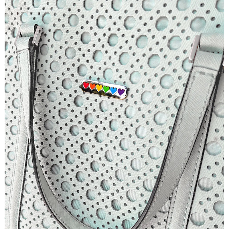 LGBTQ small hearts rainbow enamel pin - EE