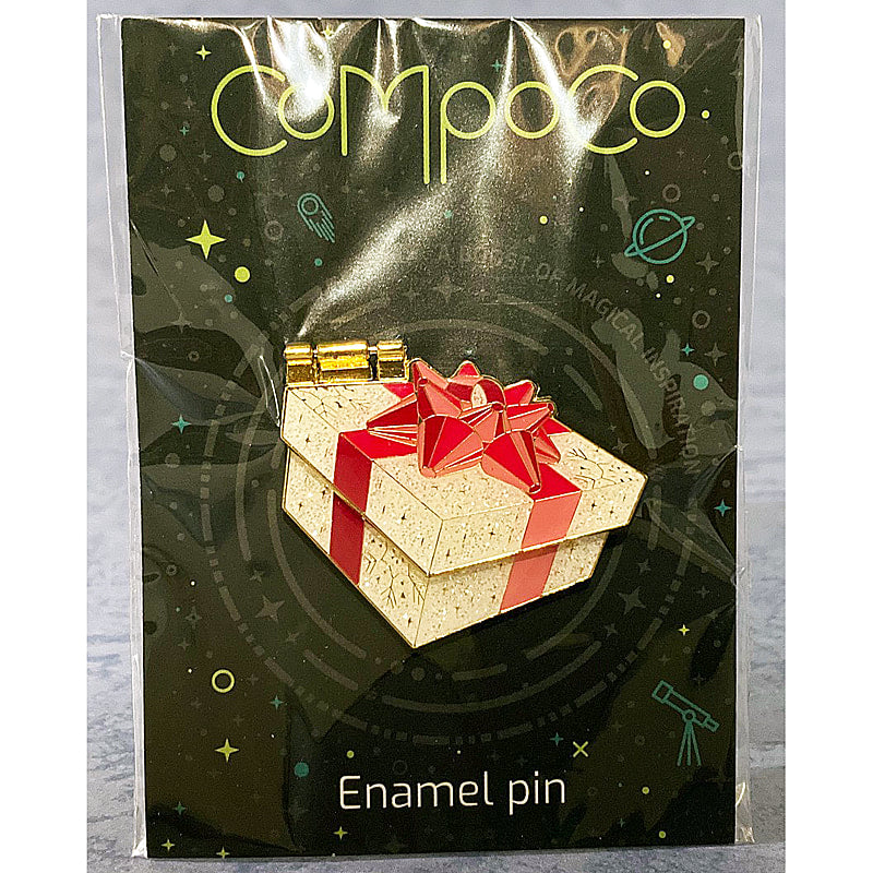 Sparkly gift box with surprise kitten - enamel pin -opens and closes -  EE