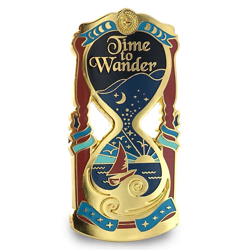 Time to Wander time glass with gold details- enamal pin - EE