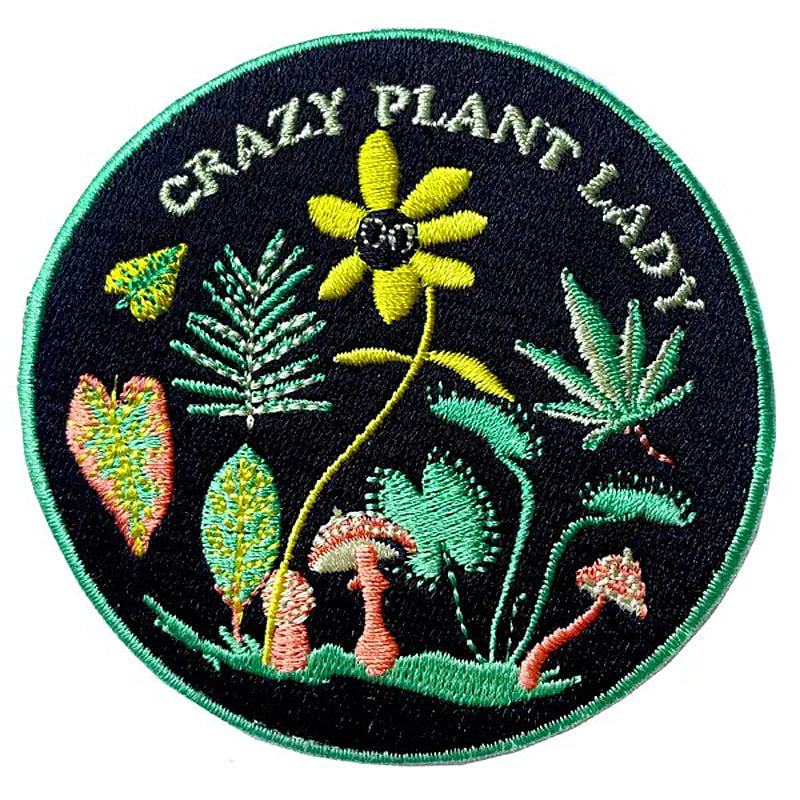 Crazy Plant Lady Iron-On Embroidered Jacket Patch - BB
