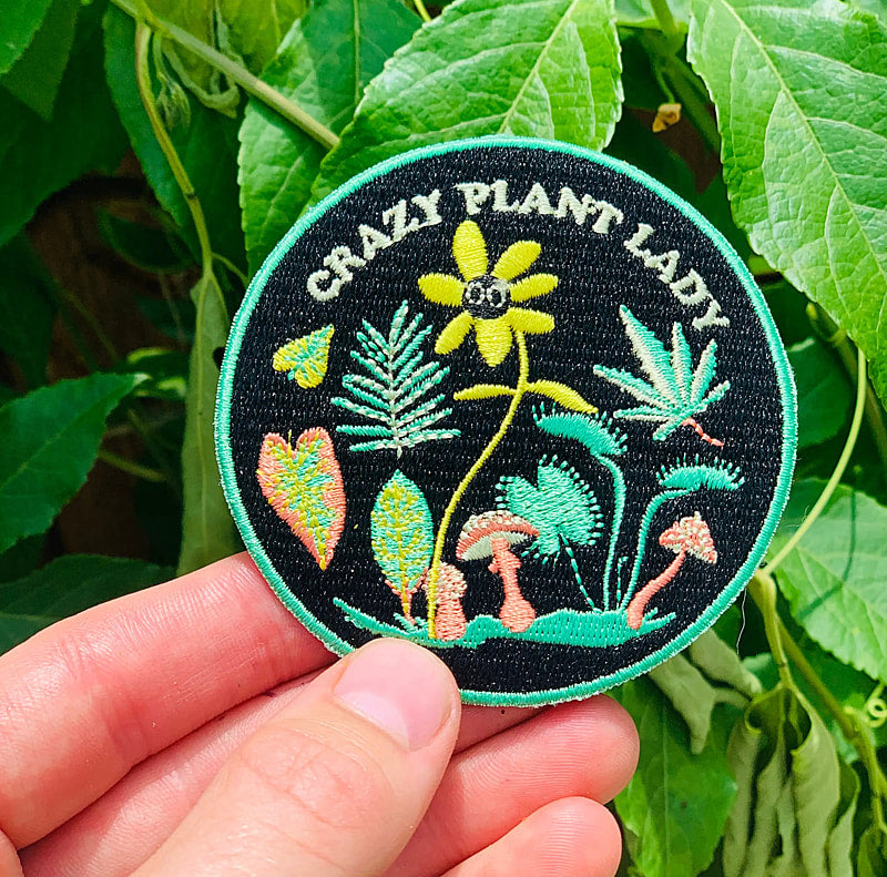 Crazy Plant Lady Iron-On Embroidered Jacket Patch - BB