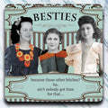 BESTIES  - retro 4" x 4" Coaster - AA