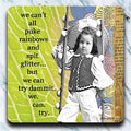 Puke Rainbows - retro 4" x 4" Coaster - AA