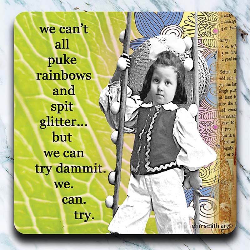 Puke Rainbows - retro 4" x 4" Coaster - AA