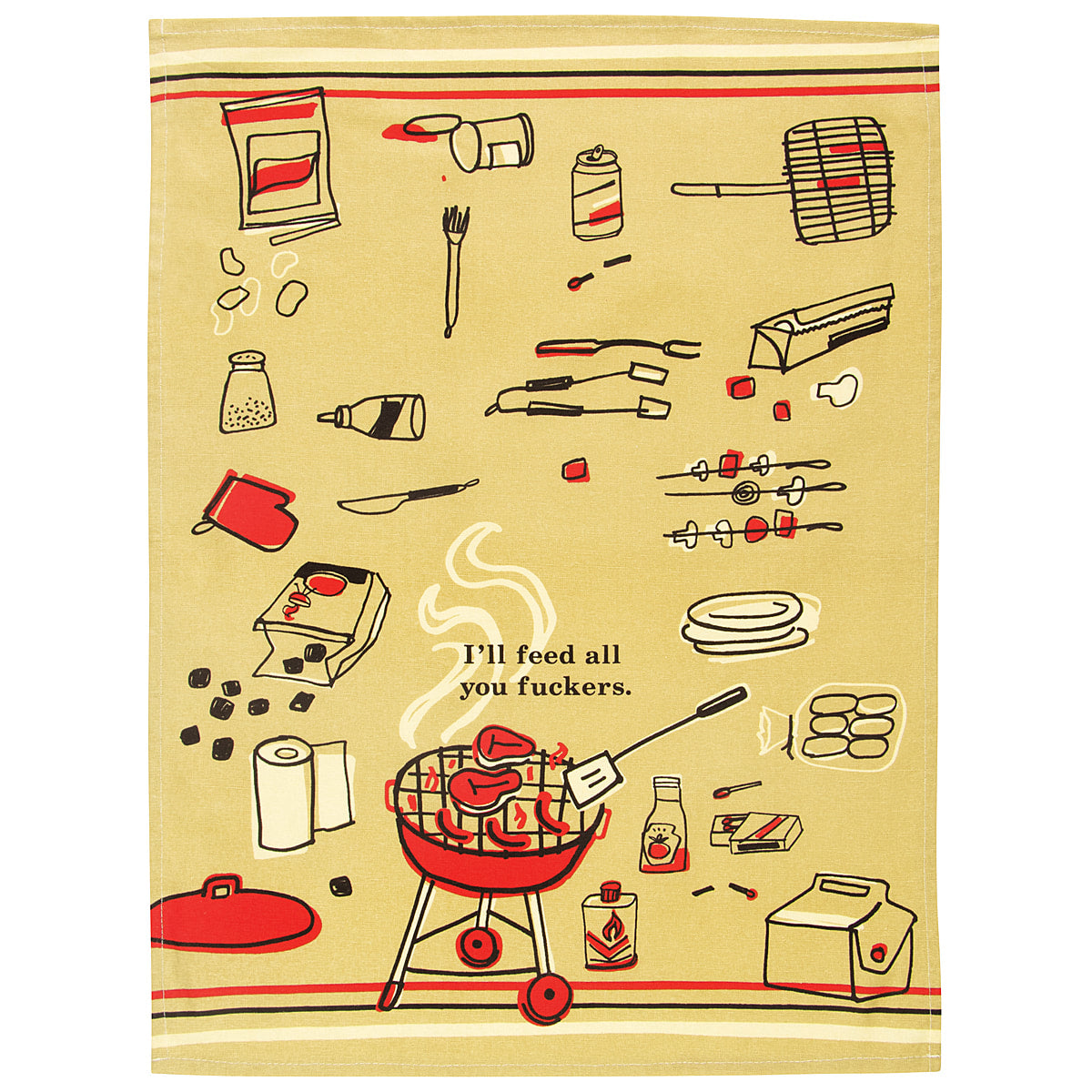 Blue - I'll Feed all you fuckers - printed 100% Cotton Kitchen Towel