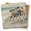 Old Ladies at the Nursing Home Causing Trouble - Limestone Square Coasters