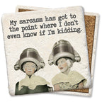 Sarcasm - Limestone Square Coasters