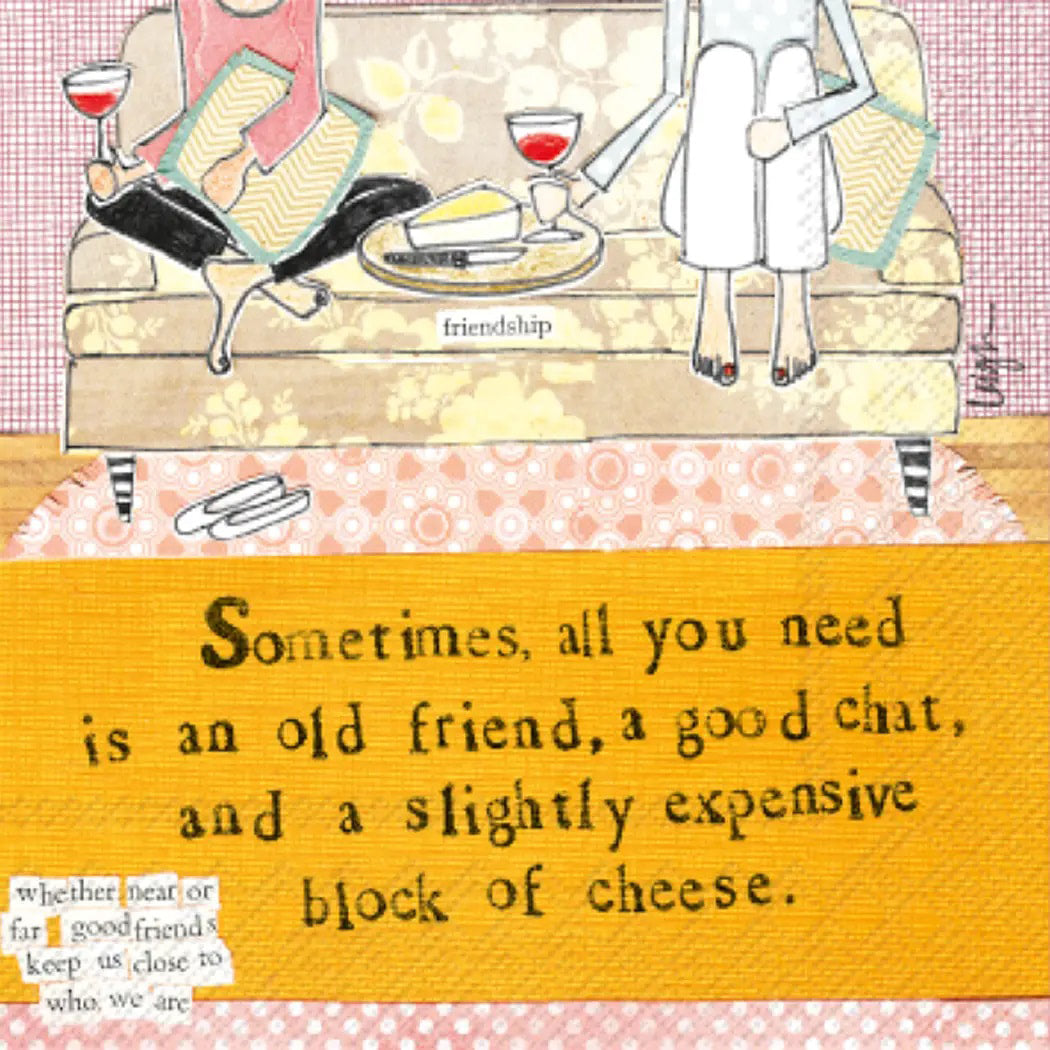 Block of Cheese and Good Friends - Cocktail Napkins - by Curly Girl