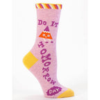 SALE: Women's Crew Socks - Do It Tomorrow Day- Blue Q