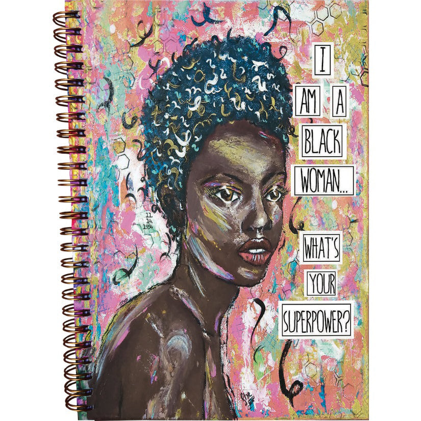 Black Woman Super Power - Hard Cover spiral notebook journal