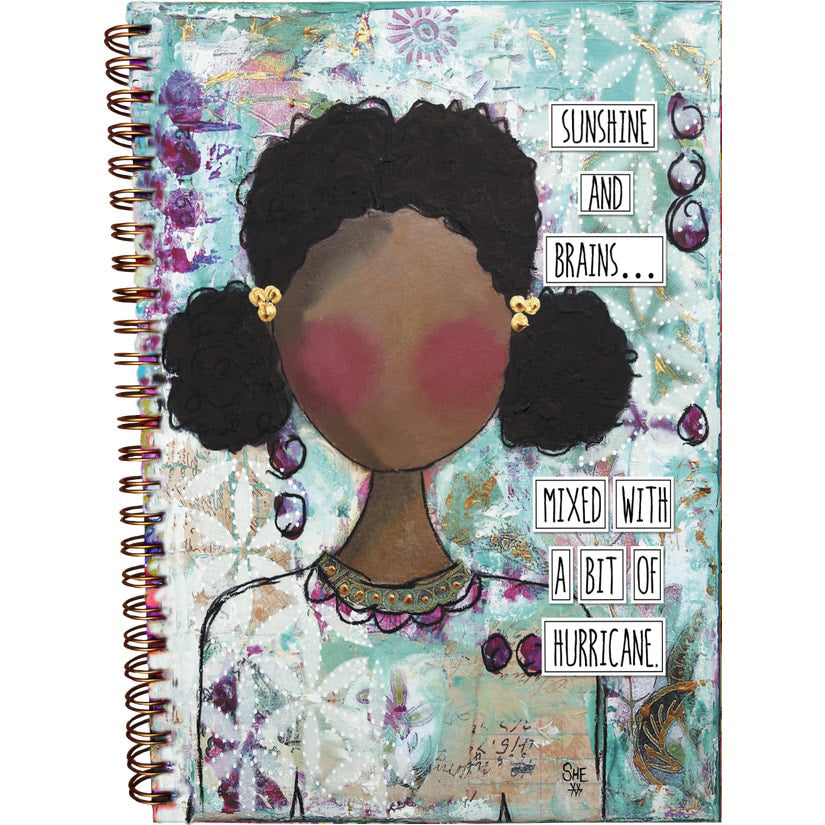 Sunshine and brains with hurricane - Hard Cover spiral notebook journal