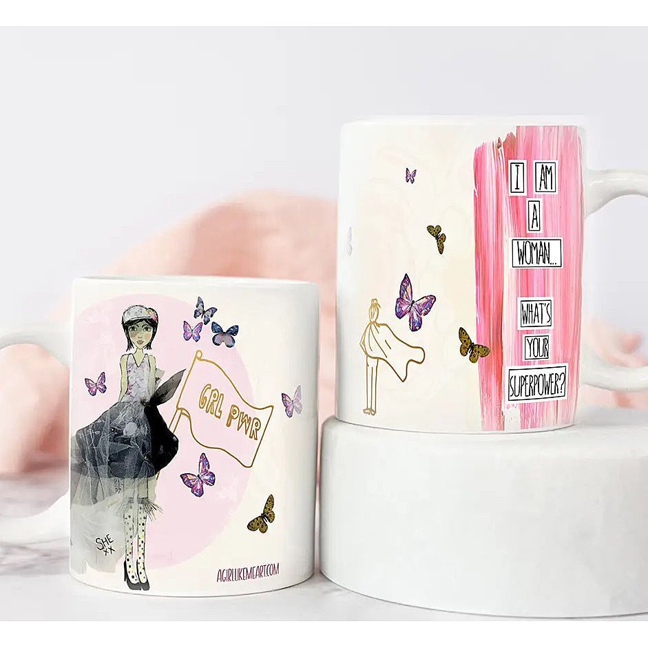 Woman Superpower- artist design ceramic 15 ounce mug