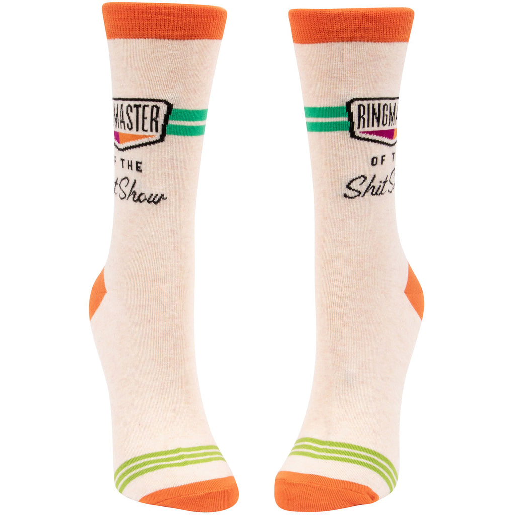 Women's Crew Socks - Ringmaster of the Shit Show - Blue Q - combed cotton