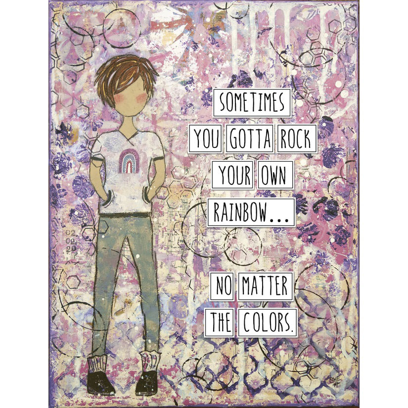 Rock Your Rainbow - 8x10 print of mixed media artwork