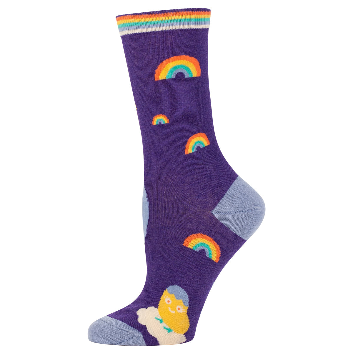 SALE:  Shitting Rainbows Kind of Day women's crew- Blue Q - combed cotton