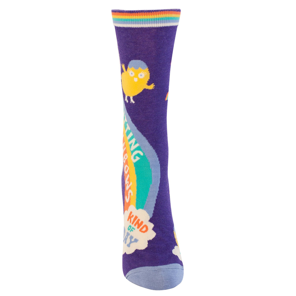 SALE:  Shitting Rainbows Kind of Day women's crew- Blue Q - combed cotton