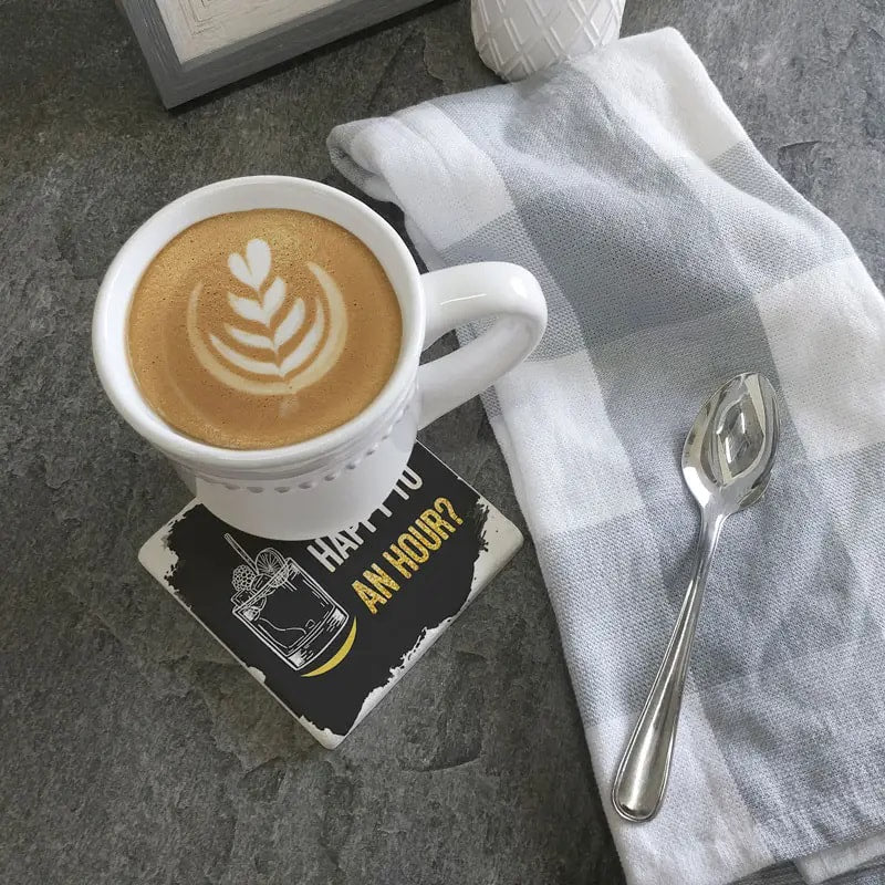 Why Limit Happy to an Hour?  Square Limestone Coaster by Tipsy