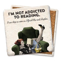 Not Addicted to Reading Square Limestone Coaster by Tipsy
