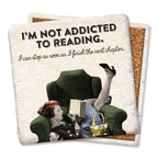 Not Addicted to Reading Square Limestone Coaster by Tipsy