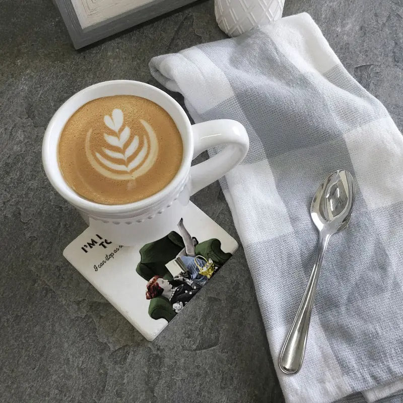 Not Addicted to Reading Square Limestone Coaster by Tipsy