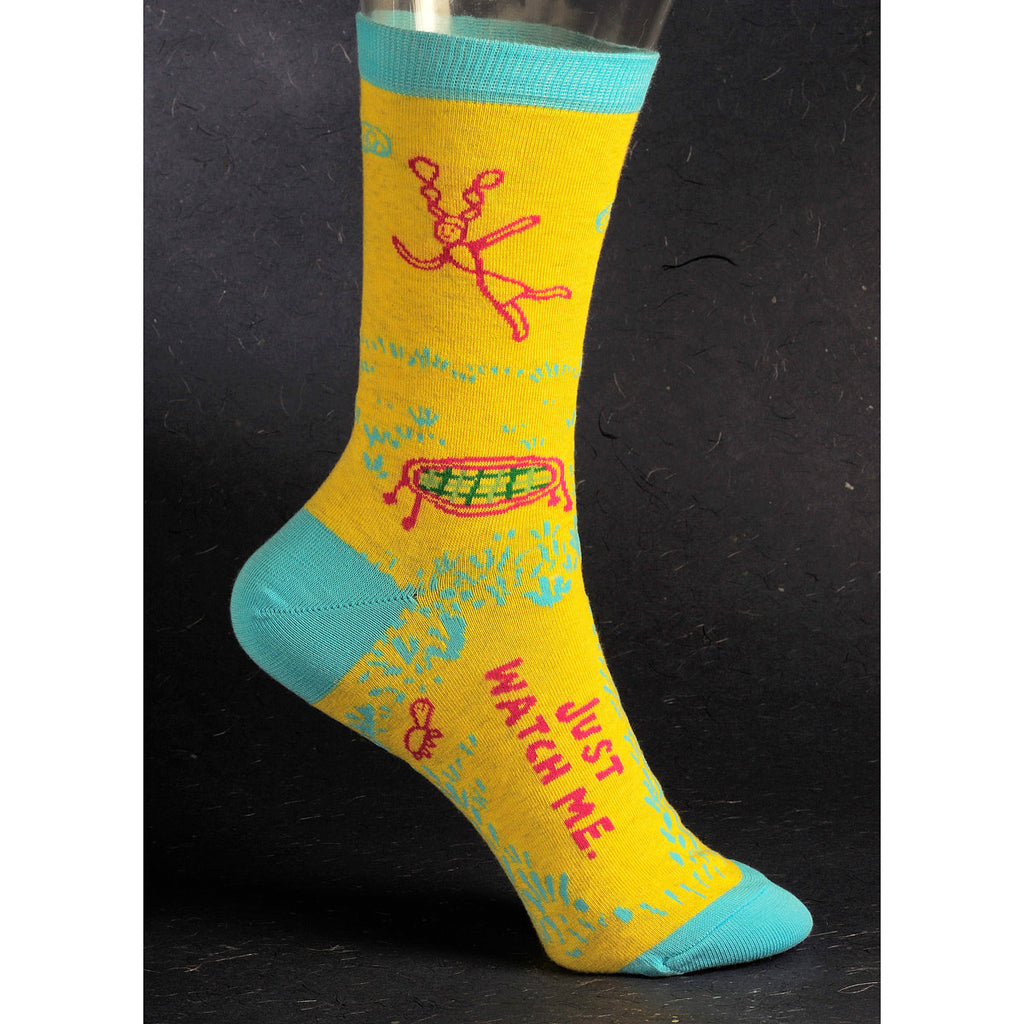 Women's Crew Socks - Just Watch Me - Blue Q - combed cotton