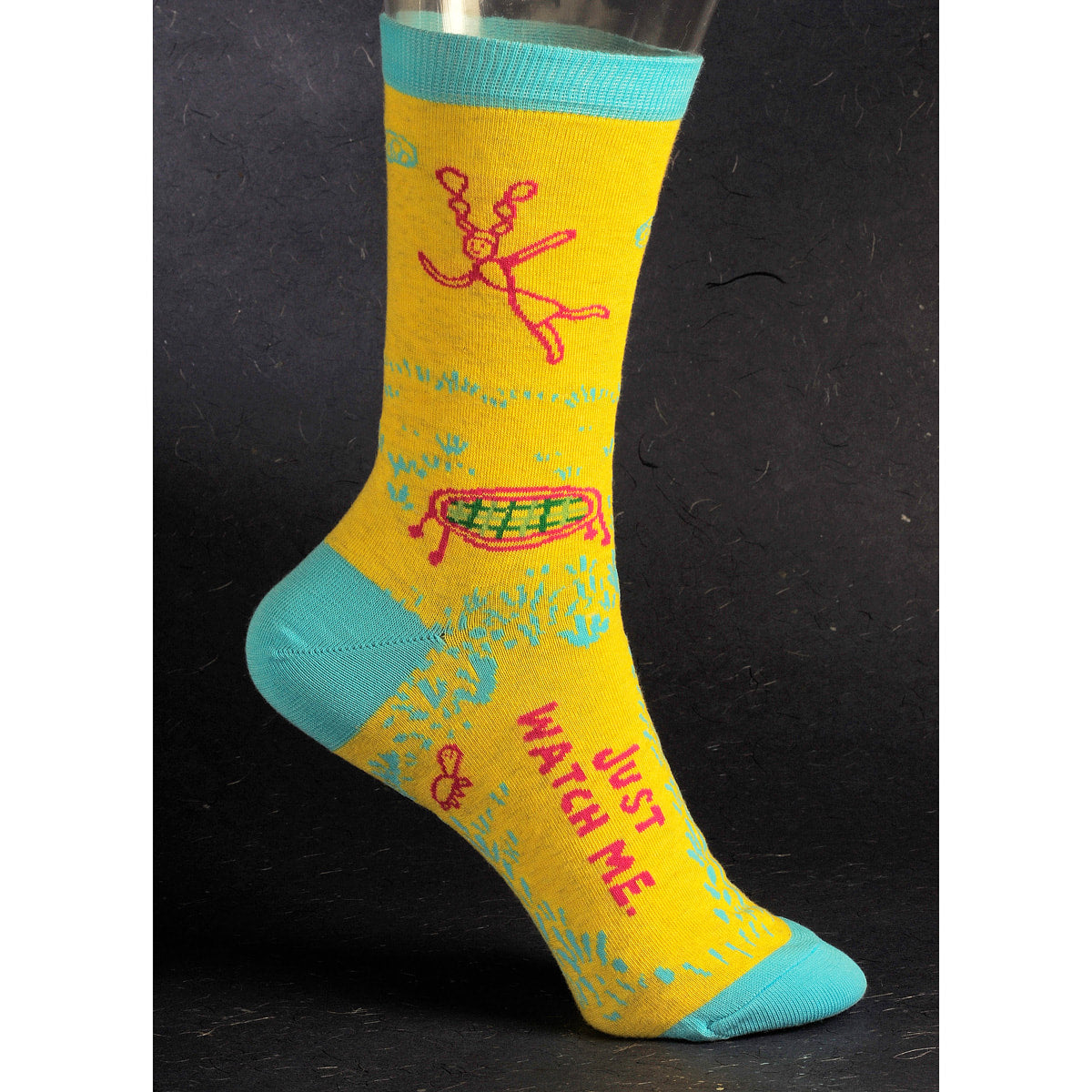 Women's Crew Socks - Just Watch Me - Blue Q - combed cotton