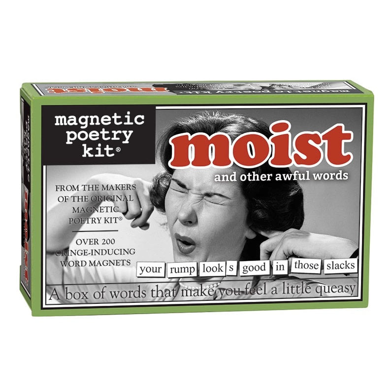 Moist themed Magnetic Poetry kit