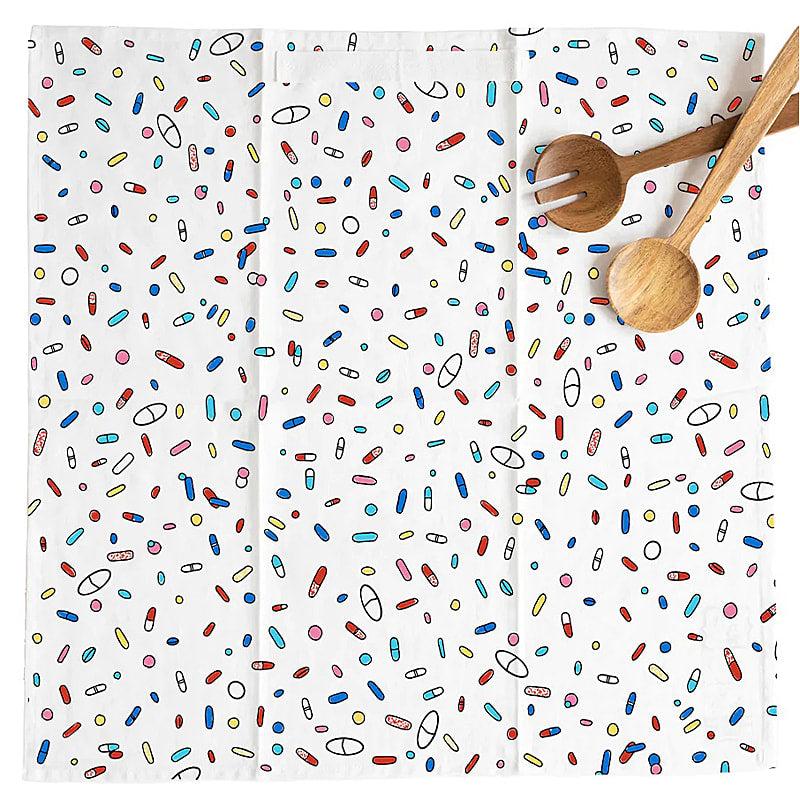 Colorful Pills - Hang Tight Cotton Towel with pull through loop - by Twisted Wares