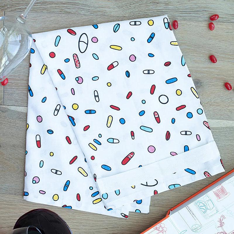 Colorful Pills - Hang Tight Cotton Towel with pull through loop - by Twisted Wares