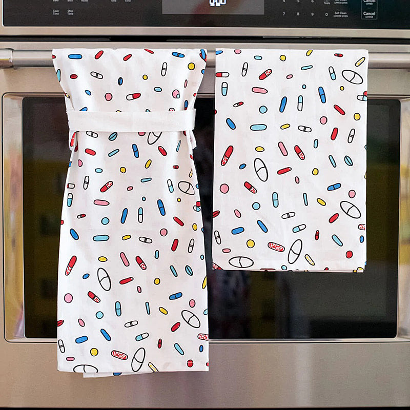 Colorful Pills - Hang Tight Cotton Towel with pull through loop - by Twisted Wares