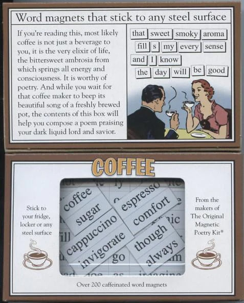 Coffee themed Magnetic Poetry kit