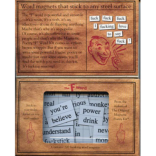 The F word themed Magnetic Poetry kit
