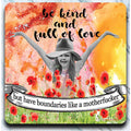 Be Kind Boundaries - retro 4" x 4" Coaster - AA