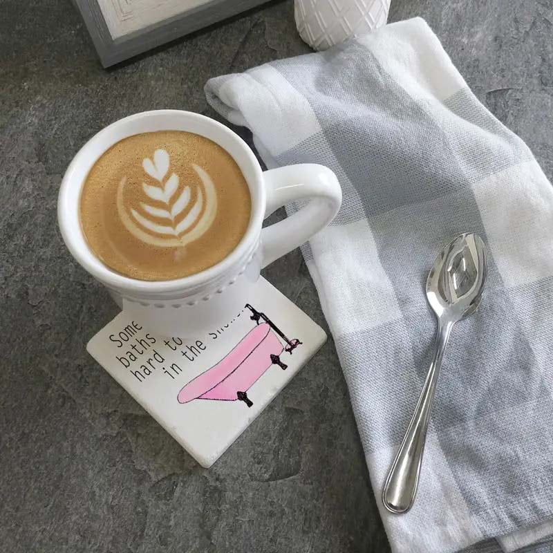 Wine in Bath. Square Limestone Coaster by Tipsy