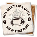 Ray of Pitch Black Coffee. Square Limestone Coaster by Tipsy