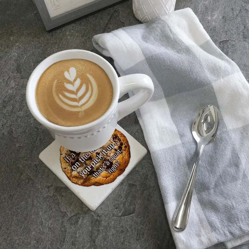 Cookie Squat Square Limestone Coaster by Tipsy