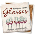 Glasses Square Limestone Coaster by Tipsy