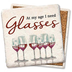 Glasses Square Limestone Coaster by Tipsy