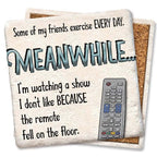 Meanwhile remote.  Limestone Coaster by Tipsy