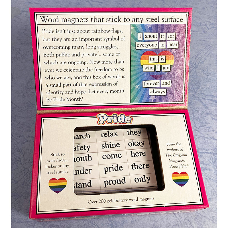 Pride themed Magnetic Poetry kit