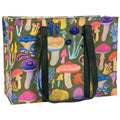 Mushrooms Blue Q shoulder Tote - Eco Recycled - Zippered With Pocket