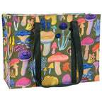 Mushrooms Blue Q shoulder Tote - Eco Recycled - Zippered With Pocket